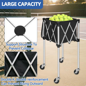 ตะกร้าพิคเกิลบอลแบบพกพาพับได้รถเข็นเก็บลูกบอลพิเคิลบอล - Product Image 3