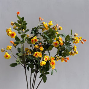 C168 Vente en gros de bouquets de fleurs artificielles en soie multi-têtes, <span class=keywords><strong>mini</strong></span> roses blanches pour centres de table de mariage, vases et décorations de table - Product Image 4