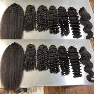 Cheveux humains indiens vierges Jerry Curly Feather-Crochet pour tressage, pré-séparés, avec fil invisible, 100% cheveux humains, double trame à la machine - Product Image 6