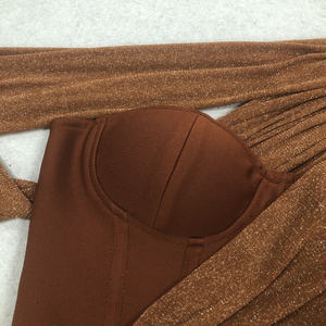 Бренд C3899, роскошное коричневое облегающее Макси-корсет, вечернее платье для выпускного вечера, прямой силуэт, натуральная Талия, оборки - Product Image 5