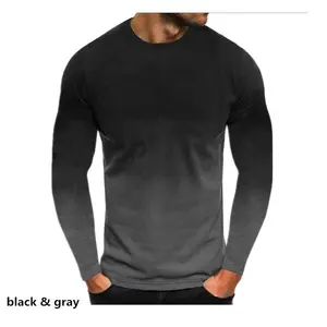 Aikesi 2023 nouveauté couleur dégradée t-shirt à manches longues pour hommes tricot printemps autmu hommes t-shirts à manches longues pour outting