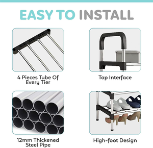 Adjustable 6-Tier Space Saving <b>Shoe</b> <b>Rack</b> Multifunctional Metal <b>Shoe</b> Stand Easy Assembly <b>Storage</b> Shelf for Entryway - Product Image 5