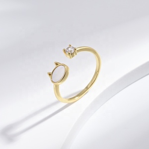 Wholesale Brass shell butterfly cheap open <b>ring</b> summer simple 14k gold plated dainty natural stone <b>adjustable</b> <b>rings</b> for women - Product Image 2