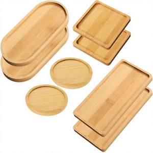 Plateaux modernes multifonctionnels carrés, rectangulaires et ovales pour la cuisine, les tasses à boire, les pots de fleurs, 8 pièces, empilables, en <span class=keywords><strong>bambou</strong></span>, faits à la main, petits plateaux - Product Image 1