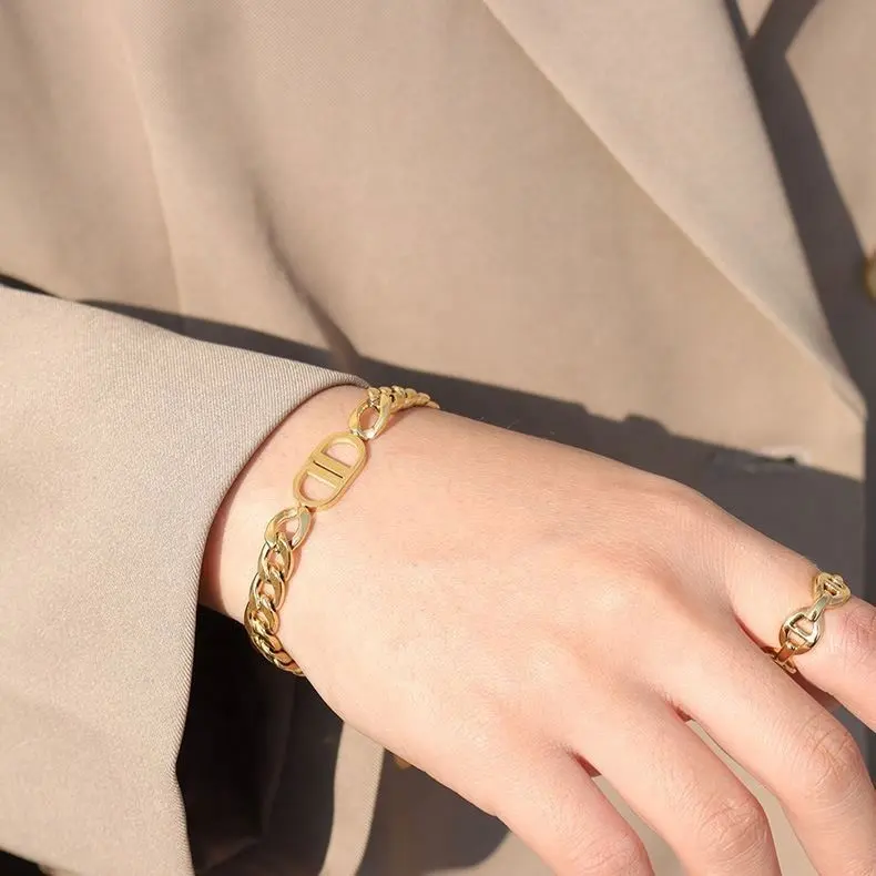 Cadena de acero inoxidable chapada en oro de 18K, joyería minimalista, moda Figaro, collar de pulsera, nuevo modelo, venta al por mayor, 2021