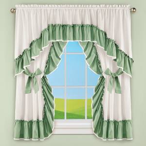 フリルエッジレーストリム 100% ポリエステル オールシーズン エレガント ウィンドウカーテン ドレープ タイバック付き プリンセスパネル - Product Image 5