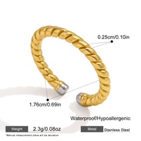 Bagues empilables ouvertes torsadées en acier inoxydable 316L plaqué or 18 carats, ajustables, avec zircone cubique, bijoux tendance inaltérables