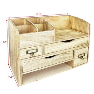 Organisateur de bureau en bois avec plusieurs tiroirs pour fournitures de bureau, rangement de téléphone et tablette, et organisation du bureau - Product Image 2