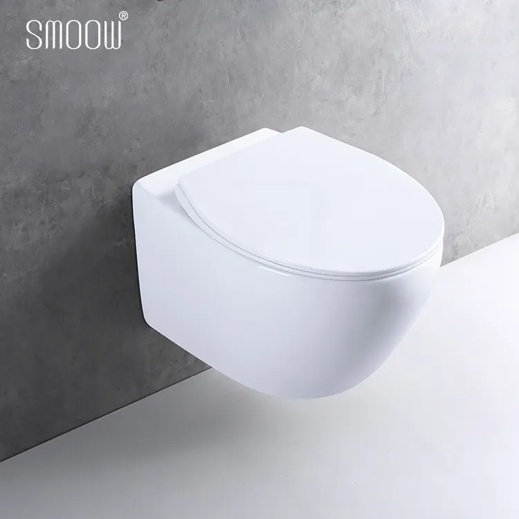 Modern style round rimless wall hung toilet ceramic WC commode for hotel home bathroom