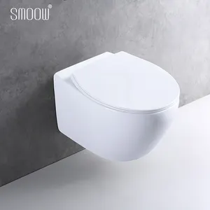 Modern stil yuvarlak çerçevesiz duvar asılı tuvalet seramik WC komodin otel ev banyo için