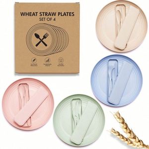 Produits sans BPA avec logo personnalisé, bols, tasses, assiettes et plats biodégradables, vaisselle en paille de blé, ensembles de vaisselle - Product Image 2