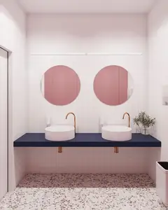 Cpingao 17.7 Inch Round Bathroom Vessel Sink Above Counter Circle Matte Stone Countertop Modern Sink Art Basin