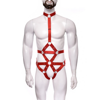 Lingerie Pria Transparan Seksi Terbaru, Thongs dan G-String dengan Harness Elastis Model Siamese, Set Lingerie Oranye