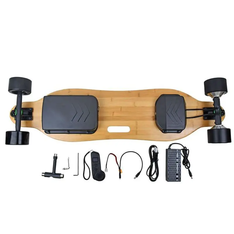Papan seluncur listrik serat karbon 4wd ganda dewasa grosir pengendali jarak jauh kit tercepat skateboard listrik longboard