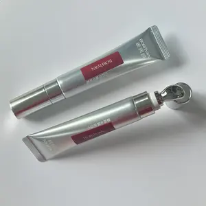 D19 10ml 15ml 25ml Plastic Matt Silver Squeeze Eye Cream Tube With Zinc Alloy Applicator