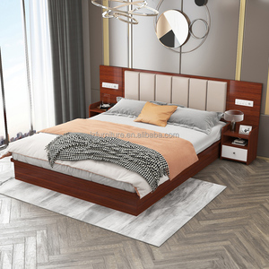 Affordable <b>Platform</b> Hotel <b>Bed</b> for 3-Star Hotel Bedroom Furniture Economy Wooden <b>Bed</b> <b>Frame</b> with Matching Nightstands & Headboard - Product Image 1