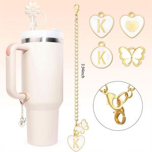 Breloque personnalisée pour gobelet ou bouteille d'eau, avec initiale, nom ou lettre d'identification, accessoire de décoration pour tasse - Product Image 2
