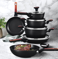 Ensemble de casseroles en aluminium et granit pour la cuisine, 9 pièces, articles ménagers, ensemble de casseroles Life Smile