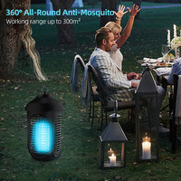 Trampa eléctrica para matar mosquitos y moscas de alta potencia de 7000V, luz fluorescente UV y emisión púrpura para uso en el patio trasero