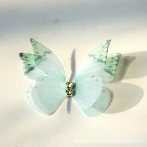 卸売DIY手作りガーゼ生地3D蝶ヘアアクセサリーチャームネックレスとヘッドバンド工場供給 - Product Image 2