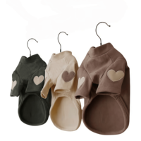 Sweat à capuche pour animaux de compagnie en polaire respirant et lavable, brodé cœur, chaud, pour petits chiots, automne-hiver, en velours, pour chiens et chats