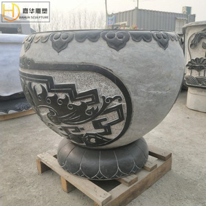 Jiahua Stone Carved Flower Pot Large Outdoor Garden <b>Water</b> Feature Traditional Design Durable Bluestone Planting <b>Container</b> - Product Image 4