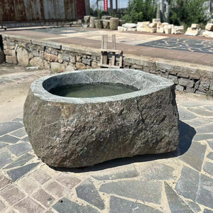 Pot de fleur extérieur en pierre naturelle Pot d'eau en pierre de cour étang à poissons pour la décoration de jardin - Product Image 2