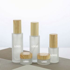 Flacons cosmétiques personnalisés de 100 ml et 120 ml en verre givré blanc, ensembles de flacons de lotion vides et pots de crème de 30 g et 50 g - Product Image 2
