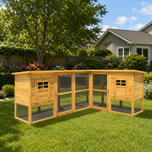 SDC019 Large Wooden Hen House <b>Pet</b> for 20 Chickens Solid Animal Print Fir & Metal Chicken Coops Furniture - Product Image 1