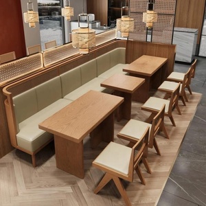 Set di Tavoli e Sedie Modulari OEM ODM in Legno per Ristoranti Commerciali, Caffetterie, Banchetti con Sedute Curve - Product Image 2