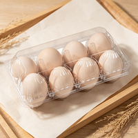 Conteneur à œufs en plastique transparent à 8 alvéoles avec couvercle rabattable, de qualité alimentaire, empilable, jetable, pour l'emballage des œufs de ferme et du marché