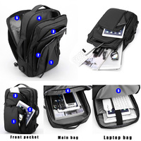Sac à dos pour ordinateur portable unisexe en polyester grande capacité intelligent avec chargeur USB imperméable