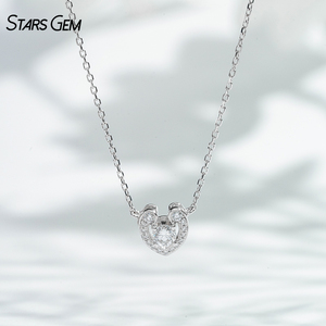 Starsgem 0.26ct 3.6mm Round Brilliant Cut Lab Grown Diamond 18K White Gold Classic Color <b>D</b> Unisex Diamond Pendant <b>Necklace</b> - Product Image 1