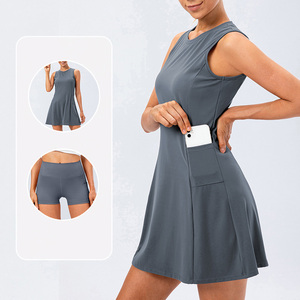 Robe de golf et de tennis athleisure pour femmes grandes tailles avec poche, ensemble de vêtements de course à pied et de tennis, robe sans manches et short, ensemble 2 pièces - Product Image 6