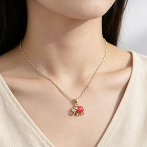 Collar con Colgante de Elefante Chapado en Oro de 18K para Mujer, Gargantilla con Medalla de Animal Esmaltado Colorido y Adorable, Joyería al por Mayor - Product Image 4