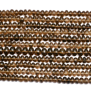 AAA เม็ดควอทซ์สโมคกี้ธรรมชาติขนาด5มม.-8มม. ลูกปัดรอนเดลเส้นใย16นิ้ว | พลอยอัญมณีมีค่ากึ่งเงาสีน้ำตาล - Product Image 4