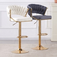 Chaises de bar nordique grand comptoir pivotant or métal velours dos cuisine de luxe moderne haut meubles tabouret chaises bar pour table de bar