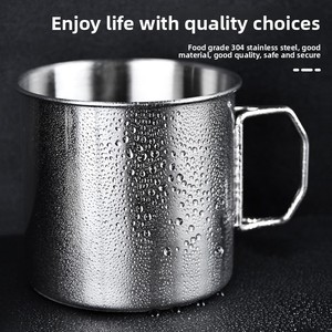 <b>Camping</b> Outdoor Tableware 304 Stainless Steel Cup with Folding Handle Stainless Coffee Mug Metal Drinking Cup Small Shot - Product Image 3