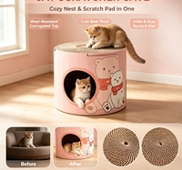 Vente en gros OEM, logo personnalisé, marque privée, fournisseur d'articles pour animaux, commande en gros, MOQ, griffoir cylindrique pour chats d'intérieur en forme d'ours