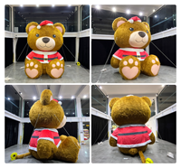 Ours en peluche gonflable de 4 m avec chapeau et vêtements de Noël, ours en peluche géant gonflable, décoration de Noël gonflable durable