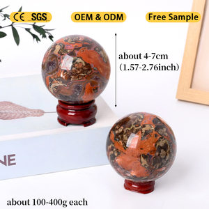 Wholesale Natural Healing Polished and High Quality <b>Red</b> Money Agate Crystal Spheres for Decoration - Product Image 4