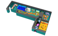 Aire de jeux interactive intérieure personnalisée Gooest Kidsdora avec projecteur, grande capacité pour groupes nombreux, idéale pour les centres commerciaux