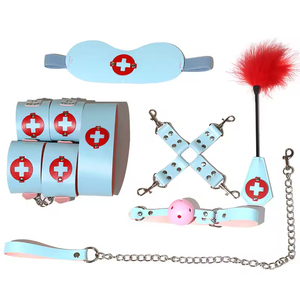 Nurse <b>Bondage</b> <b>Gear</b> 8pcs/set Sex <b>Bondage</b> Leather Handcuffs Whip Rope Adult Sex Products Fro Couples Safe Use - Product Image 5