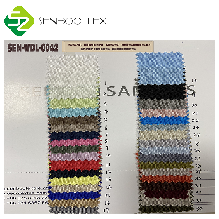 55% г/м2, 45% лен, вискоза, смешанная ткань для одежды с красивой драпировкой и мягкостью