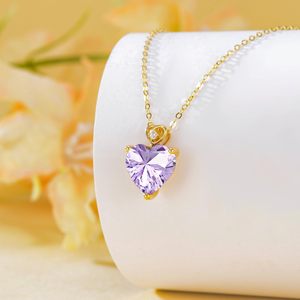 Pendentif cœur en améthyste violet clair 3 carats, collier en or massif 14 carats pierre de naissance de juin, cadeau de bijoux pour anniversaire et soirée romantique pour elle - Product Image 4