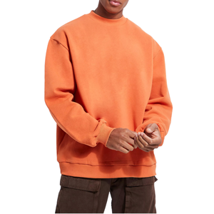 Wholesale Custom 300gsm Crew-neck Pullover Heavy Solid Color Men's Combed Cotton Sweatshirt Woven French Terry Autumn Hoodie - Product Image 1