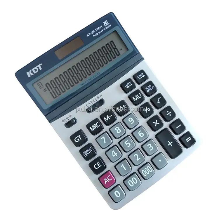 Calculator Met 16 Cijfers Met Dubbele Kracht Kt-9V-16Ch Rekenmachine Voor Het Automatisch Afspelen Van Valutacalculator