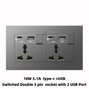 A2 Luxury High Quality KXN Double Pole Touch Panel Multi-Functional Electrical Wall EU/UK/Universal 10A/16A Power <strong>Socket</strong> ETL - Product Image 2