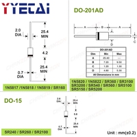 Diodes redresseuses à barrière Schottky 17 valeurs 1N5819 1N5822 1N5817 SR5100 SR3100 SR560 SR5200 1N5818 SR360 SR160 SR540 SR5150 SR240