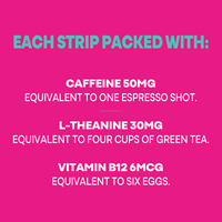 Bandes Énergétiques Caféine 50mg L-Théanine 50mg B12 Supplément Nootropique / Certifié GMP / Saveur Personnalisée Faible MOQ 1000 / Formule Personnalisée